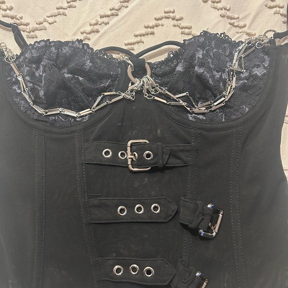 Black Corset Top with Buckle Details - Picture 2 of 5